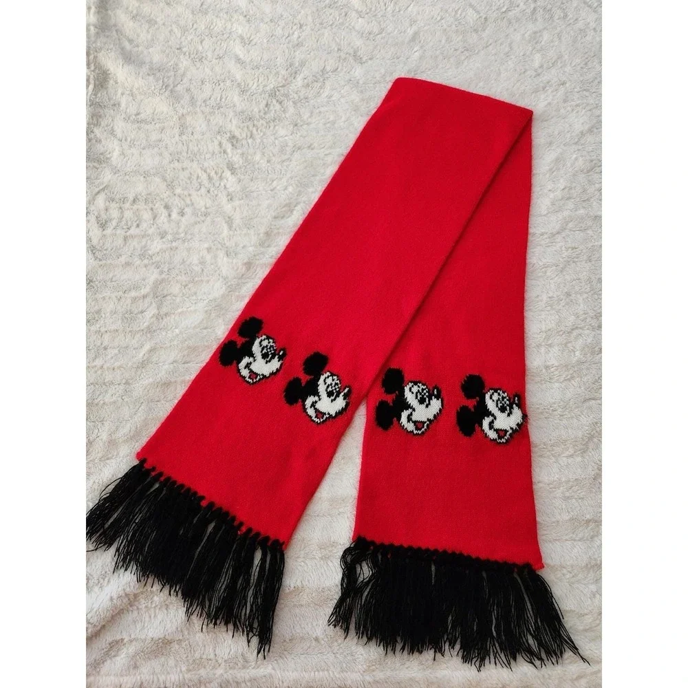 Vintage 80s Walt Disney Knit Scarf‎ Mickey Mouse Garon Mills Knit 100% Acrylic